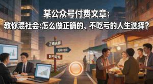 某公众号付费文章:教你混社会:怎么做正确的、不吃亏的人生选择?-湘创网