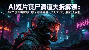 (18649期)AI短片《丧尸清道夫》拆解课:82个镜头电影感+原子朋克美学,7天3000元国产天花板-湘创网
