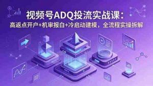 (18623期)视频号ADQ投流实战课:高返点开户+机审报白+冷启动建模,全流程实操拆解-湘创网