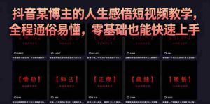 抖音某博主的灰太狼人生感悟短视频教学，全程通俗易懂，零基础也能快速上手-湘创网