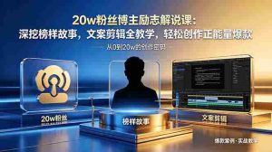 （18648期）20w粉丝博主励志解说课：深挖榜样故事，文案剪辑全教学，轻松创作正能量爆款-湘创网
