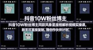 抖音10W粉丝博主同款星座性格解析视频实操课，新手可直接复制，撸创作伙伴计划，分成计划等-湘创网
