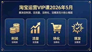 （18338期）淘宝运营VIP课2026年5月：解决没利润、没流量、没转化、没爆发四大核心难题-湘创网