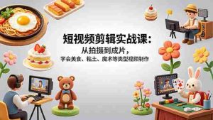 （18375期）短视频剪辑实战课：从拍摄到成片，学会美食、粘土、魔术等类型视频制作-湘创网