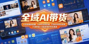 全域AI带货，从短视频到直播，从单平台到全域，打造你的带货矩阵，打造普通人也能落地的带货赛道-湘创网