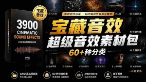 （18660期）宝藏音效合集包！60+多种音效分类，共计3900个，分类清晰，全中文分类，高品质剪辑音效素材包-湘创网