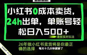 小红书0成本AI卖货，24小时出单，全流程托管，保底日入500+，每天十几分钟就够了【揭秘】-湘创网