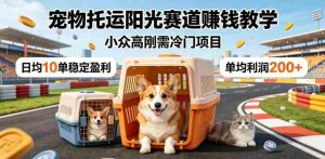 宠物托运阳光赛道賺钱教学，小众高刚需冷门项目，日均10单稳定盈利，单均利润200+-湘创网