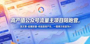 高产值公众号流量主项目陪跑营，发文章-起播放量-收益直接产生，一篇爆文收益1k+-湘创网
