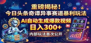 重磅揭秘!今日头条奇谭异事赛道暴利玩法:AI自动生成爆款视频,日入300+-湘创网