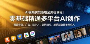 AI视频实战落地全流程课程|零基础精通多平台AI创作,覆盖带货、广告、数字人、剧情短片,解锁副业接单新收入-湘创网