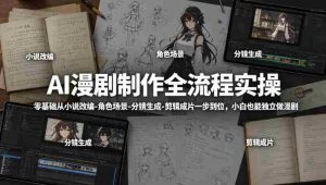 AI漫剧制作全流程实操，零基础从小说改编-角色场景-分镜生成-剪辑成片一步到位，小白也能独立做漫剧-湘创网