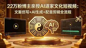 （18580期）22万粉博主亲授AI道家文化短视频：文案仿写+AI生成+配音剪辑全流程-湘创网