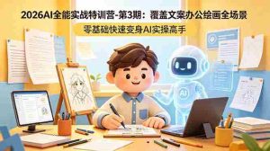 （18573期）2026AI全能实战特训营-第3期：覆盖文案办公绘画全场景 零基础快速变身AI实操高手-湘创网