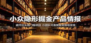 小众隐形掘金产品情报:避开巨头高门槛项目,小团队可直接复刻落地变现-湘创网