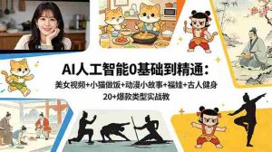 （18685期）AI人工智能0基础到精通：美女视频+小猫做饭+动漫小故事+福娃+古人健身，20+爆款类型实战教学-湘创网