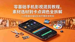 (18750期)零基础手机影视混剪教程,素材选材到卡点调色全拆解,小白跟着实操轻松制作爆款混剪短片-湘创网