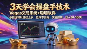 （19005期）三天学会操盘手技术，vegas技术+聪明软件，小白也可以轻松上手，日入500+-湘创网