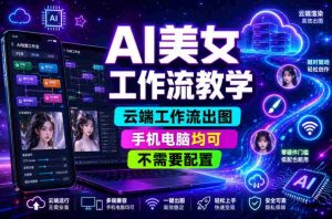 AI美女工作流教学,云端工作流出图,手机电脑均可,不需要配置,快速起号涨粉-湘创网