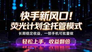 (18713期)快手新风口!荧光计划全托管躺赚,不用自己干,批量操作月入3W+-湘创网
