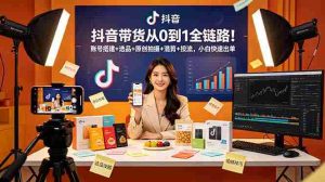 （18963期）抖音带货从0到1全链路！账号搭建+选品+原创拍摄+混剪+投流，小白快速出单-湘创网