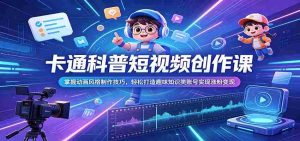 卡通科普短视频创作课：掌握动画风格制作技巧，轻松打造趣味知识类账号实现涨粉变现-湘创网