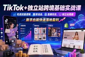 TikTok+独立站跨境基础实战课,吃透流量逻辑、爆款选品、直播投流与独立站搭建,新手也能快速落地盈利-湘创网