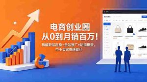 (18831期)电商创业圈从0到月销百万!拆解新品起盘+全站推广+动销模型,中小卖家快速盈利-湘创网