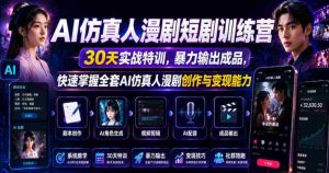 AI仿真人漫剧短剧训练营，30天实战特训，暴力输出成品，快速掌握全套AI仿真人漫剧创作与变现能力-湘创网