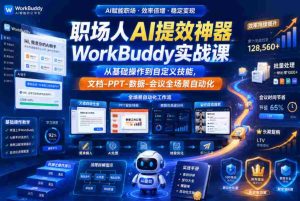 职场人AI提效神器WorkBuddy实战课，从基础操作到自定义技能，文档-PPT-数据-会议全场景自动化-湘创网