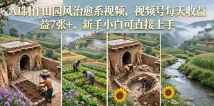 AI制作田园风治愈系视频，视频号每天收益7张+，新手小白可直接上手-湘创网