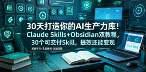 30天打造你的AI生产力库!Claude Skills+Obsidian 双教程,30 个可交付 Skill,提效还能变现-湘创网