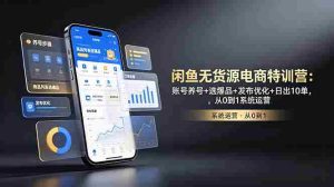 （18979期）闲鱼无货源电商特训营：账号养号+选爆品+发布优化+日出10单，从0到1系统运营-湘创网