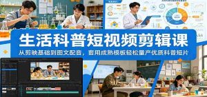 生活科普短视频剪辑课：从剪映基础到图文配音，套用成熟模板轻松量产优质科普短片-湘创网