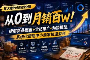 某大佬的电商创业圈从0到月销百W!拆解新品起盘+全站推广+动销模型,系统化帮助中小卖家快速盈利-湘创网