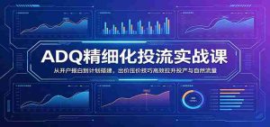 ADQ精细化投流实战课:从开户报白到计划搭建,出价压价技巧高效拉升投产与自然流量-湘创网