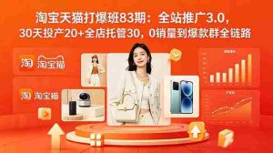 (18920期)2026淘宝天猫打爆班83期:全站推广3.0,30天投产20+全店托管30,0销量到爆款群全链路-湘创网