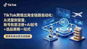 (18907期)TikTok跨境出海全链路自动化:从流量到留量,账号批量注册+AI起号+选品策略一站式-湘创网