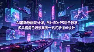 (18731期)AI辅助原画设计课,MJ+SD+PS组合教学,多风格角色场景案例一站式学懂AI设计-湘创网