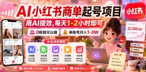 AI小红书商单起号项目，用AI提效,每天1-2小时即可，0粉就可以做，单账号月入1-3W-湘创网