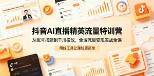 抖音AI直播精英流量特训营，从账号搭建到千川投放，全域流量变现实战全课，用好工具让賺钱更简单-湘创网